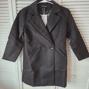 Women's Tanming Black Pea Coat XS